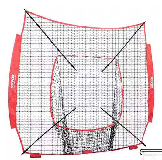 VEVOR 7 ft. x 7 ft. Baseball Softball Practice Net with Strike Zone Portable Baseball Training NET ONLY