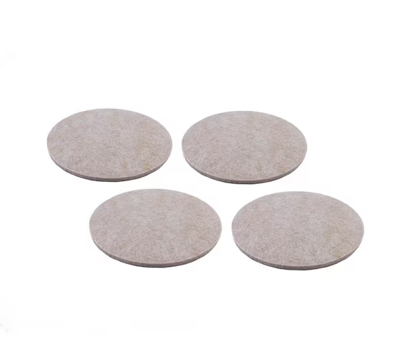 Everbilt 4 in. Beige Round Felt Heavy Duty Self-Adhesive Furniture Pads (4-Pack)