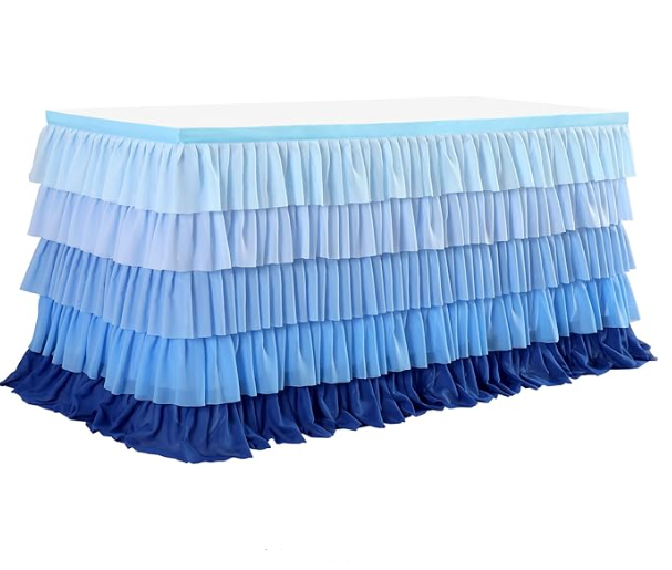 Besutolife Blue Table Skirt Tutu Tablecloth for Under The Sea Party Frozen  6ft