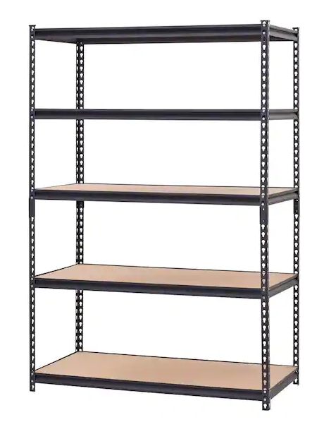 Muscle Rack 5-Tier Heavy Duty Steel Garage Storage Shelving Unit in Black (48 in. W x 72 in. H x 24 in. D)