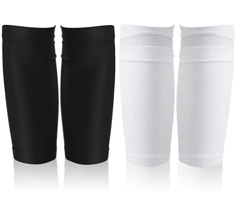 2 Pairs Soccer Shin Guard Covers, Large, 1 Black & 1 White Pair