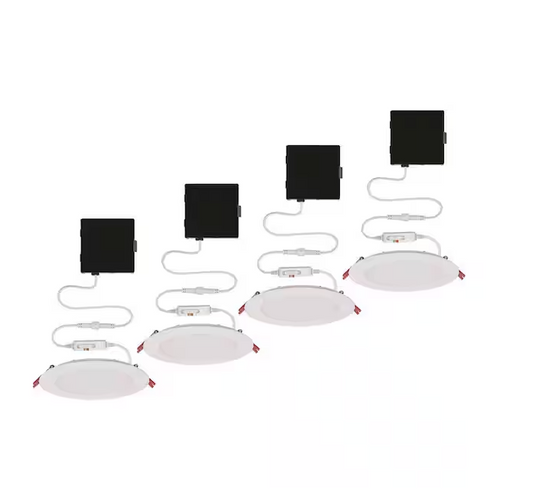 Commercial Electric Ultra Slim 6 in. Adjustable CCT Canless New Construction & Remodel IC Rated Dimmable LED Recessed Light Kit (4-Pack)