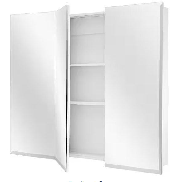 Glacier Bay 36.4 in. W x 30.2 in. H Rectangular Medicine Cabinet with Mirror in White with Adjustable Shelves