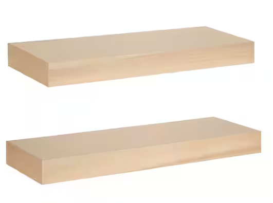 Kate and Laurel Havlock 2.25 in. x 24.00 in. Natural Wood Floating Decorative Wall Shelf