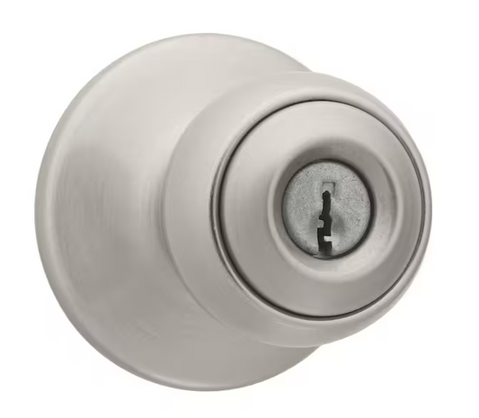 Kwikset Polo Satin Nickel Keyed Entry Door Knob Featuring Microban Antimicrobial Technology
