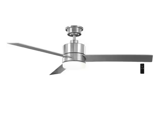 Hampton Bay Madison 52 in. Indoor Brushed Nickel Ceiling Fan with Adjustable White Integrated LED with Remote Included