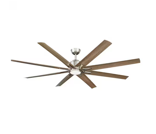 Kensgrove II 72 in. Smart Indoor/Outdoor Brushed Nickel Ceiling Fan with Remote Included Powered by Hubspace