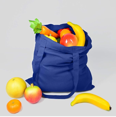 5 Pack 15'' X 16'' Blue Cotton Tote Bags