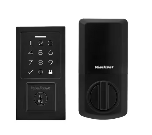 SmartCode 270 Contemporary Matte Black Touchpad Single Cylinder Electronic Deadbolt Featuring SmartKey Security