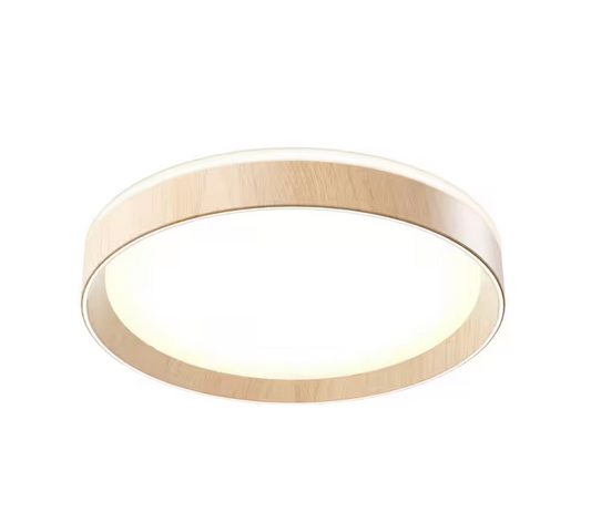 Callisto 15 in. 1 Light Wood  LED Integrated Flush Mount Ceiling Light with Remote