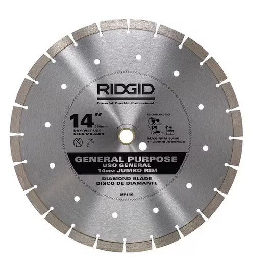 RIDGID 14 in. Segmented High-Rim Diamond Blade