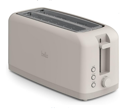 bella 4 Slice Slim Toaster,6 Setting Shade Control, Oatmilk