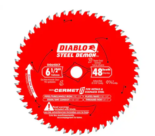 DIABLO Steel Demon 6-1/2 in. x 48-Tooth Cermet II Metals and Stainless Steel Circular Saw Blade