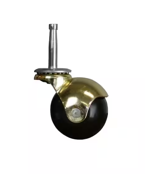 Everbilt 2 in. Black Rubber and Brass Hooded Ball Swivel Stem Caster with 80 lb. Load Rating