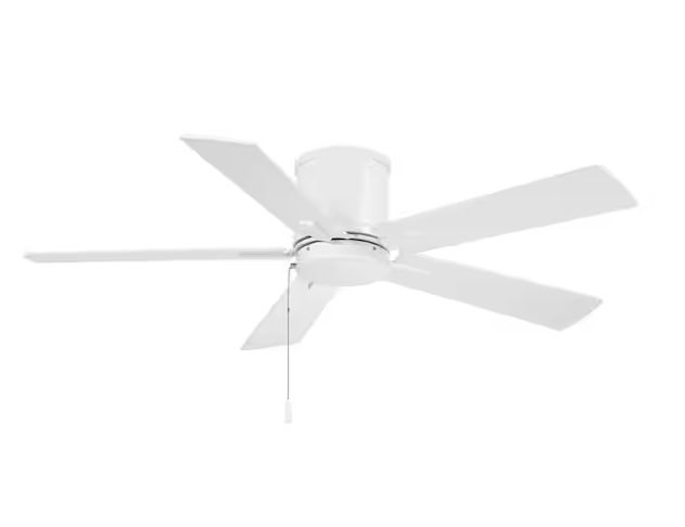 Hampton Bay Grantway 48 in. Indoor/Covered Outdoor Matte White Low Profile Ceiling Fan Without Light with Pull Chain Included