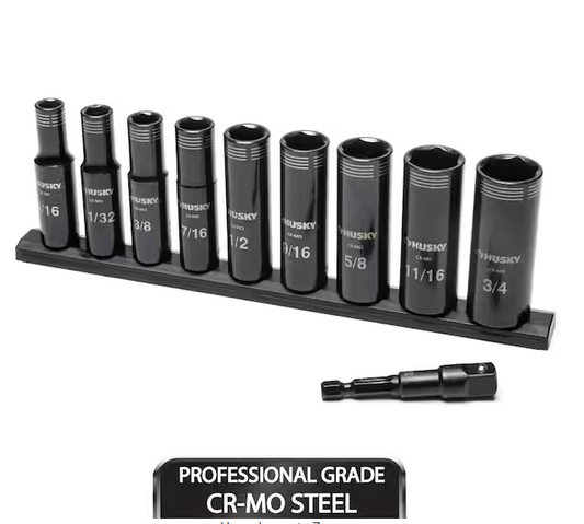 3/8 in. Drive Thin Wall SAE Deep 6-Point Impact Socket Set (10-Piece)