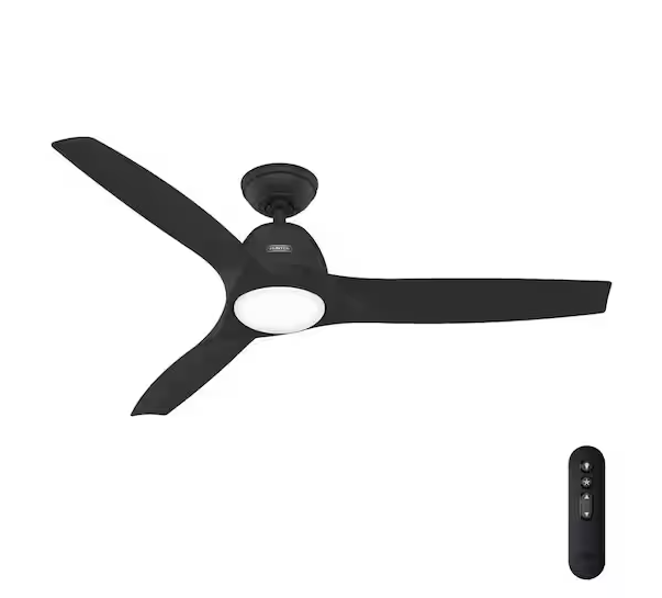 Hunter Triflow 52 in. LED Indoor/Outdoor Matte Black Ceiling Fan with Light Kit and Remote Included