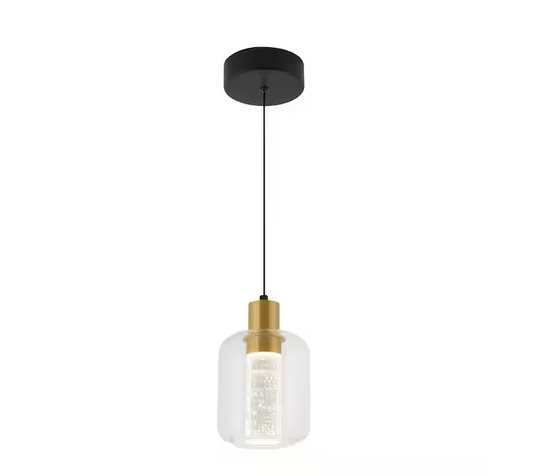 Essence Globe 6.5-Watt 1 Light Black and Gold Modern Integrated Mini Pendant Light Fixture for Kitchen Island