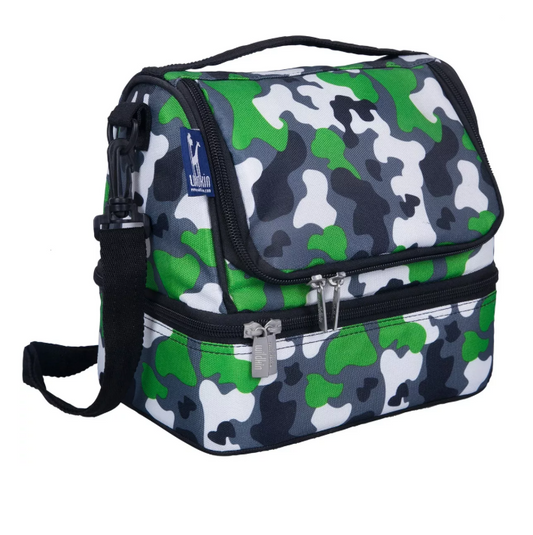 Wildkin Two Compartment Insulated Lunch Bag for Kids-Green Camo