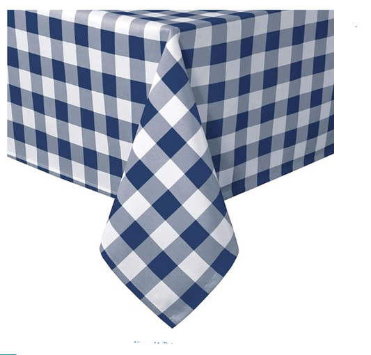 Tablecloth Rectangle, 60 x 140 Inch - Waterproof, Wrinkle ResistantBlue and White