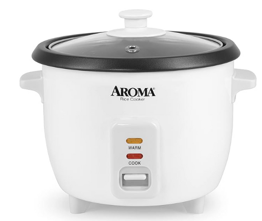 Aroma Housewares Aroma 6-cup (cooked) 1.5 Qt. One Touch Rice Cooker, White