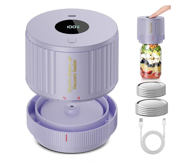 Electric Mason Jar Vacuum Sealer Kit Purple