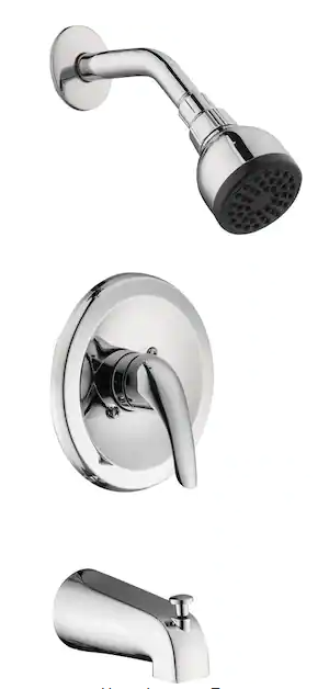 Glacier Bay Aragon Single-Handle 1-Spray Tub and Shower Faucet in Chrome (Valve Included)