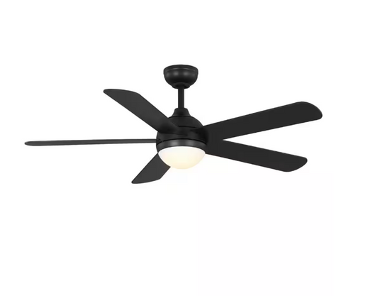 Morland 52 in. Smart Indoor/Covered Outdoor Matte Black Ceiling Fan with Remote and Integrated LED Powered by Hubspace
