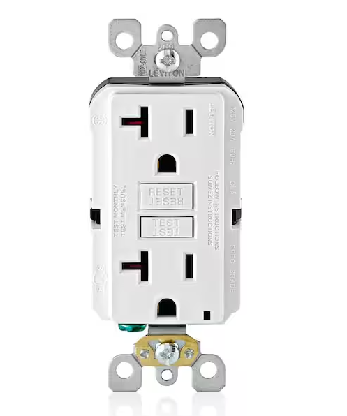 Leviton 20 Amp 125-Volt Duplex Self-Test Slim GFCI Outlet, White (4-Pack)