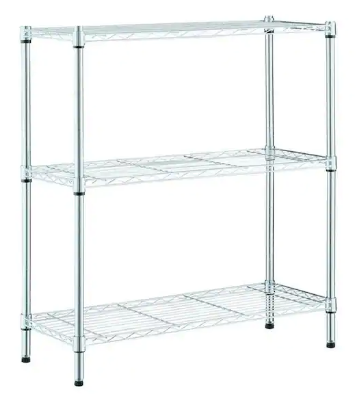 HDX 3-Tier Steel Wire Shelving Unit in Chrome (24 in. W x 30 in. H x 14 in. D)