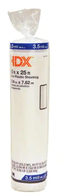 HDX 10 ft. x 25 ft. Clear 3.5 mil Plastic Sheeting