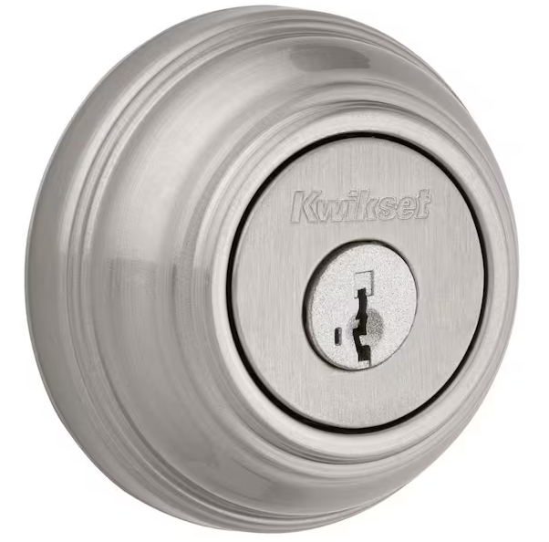 Kwikset Satin Nickel Single Cylinder Deadbolt featuring SmartKey Security with Microban Antimicrobial Technology