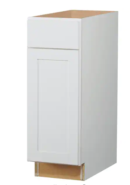 Hampton Bay Westfield Feather White Shaker Stock Assembled Base Kitchen Cabinet (12 in. W x 23.75 in. D x 35 in. H)