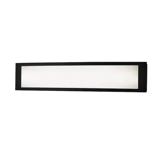 Hampton Bay Woodbury 24.6 in. 1-Light Matte Black Integrated LED Bathroom Vanity Light Bar with Frosted Acrylic Shade