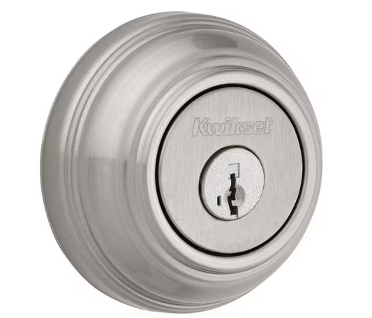Satin Nickel Single Cylinder Deadbolt featuring SmartKey Security with Microban Antimicrobial Technology