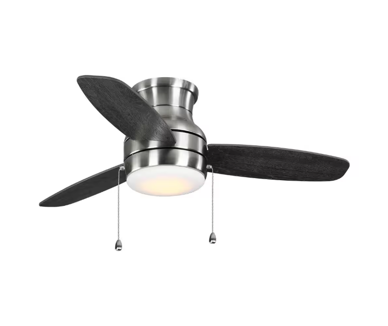 Ashby Park 44 in. White Color Changing Integrated LED Brushed Nickel Ceiling Fan with Light Kit and 3 Reversible Blades