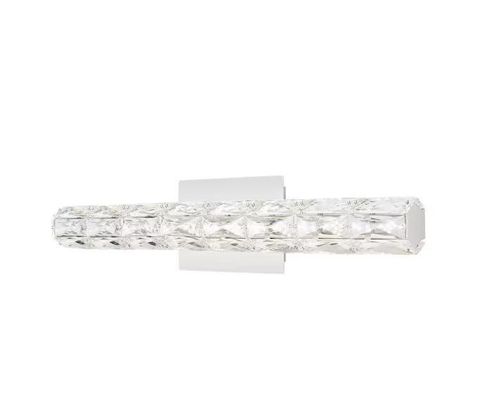 HDC Keighley 24 in. Integrated LED Chrome Bathroom Vanity Light Fixture with Crystal Shade