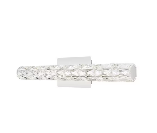 HDC Keighley 24 in. Integrated LED Chrome Bathroom Vanity Light Fixture with Crystal Shade