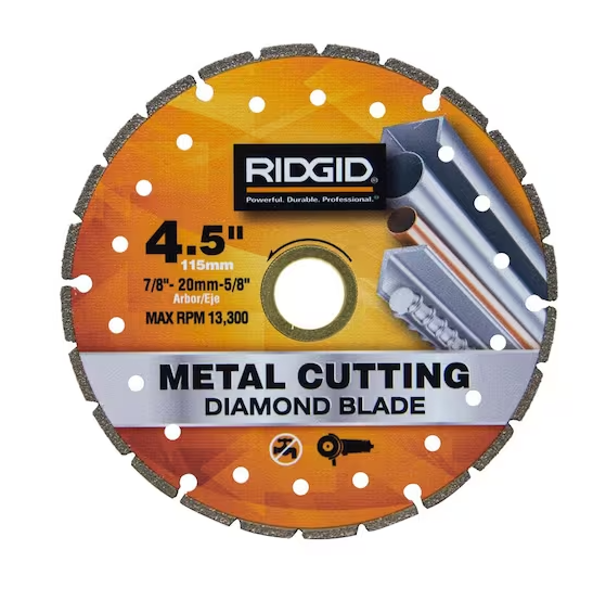 RIDGID 4.5 in. Metal Segmented Rim Cutting Diamond saw blade for metal cutting