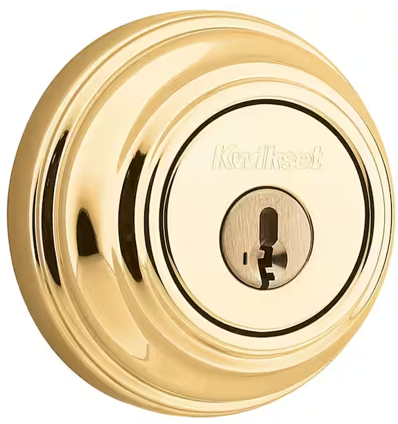 Polished Brass Single Cylinder Deadbolt featuring SmartKey Security with Microban Antimicrobial Technology