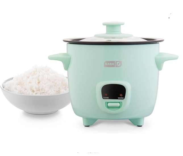 DASH Mini Rice Cooker Steamer with Removable Nonstick Pot, Keep Warm Function & Recipe Guide, .5 Quart, for Soups, Stews, Grains & Oatmeal - Aqua