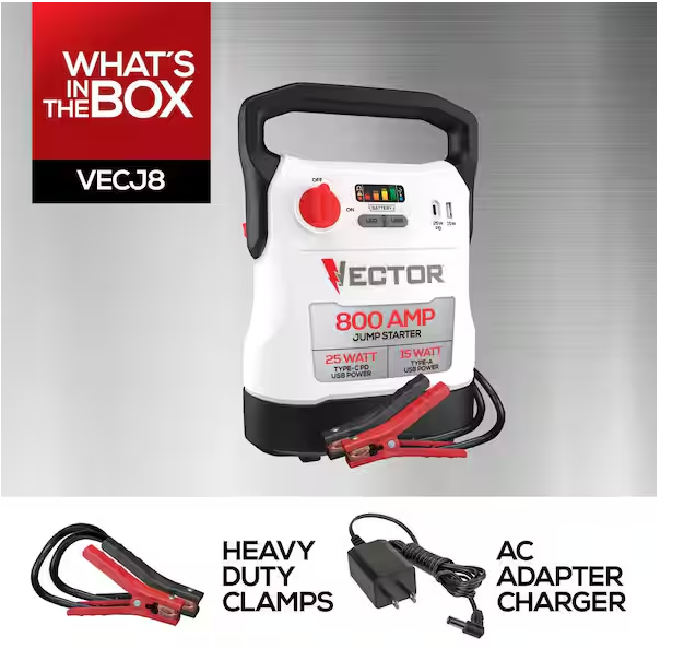 800 Amp Jump Starter with USB Power