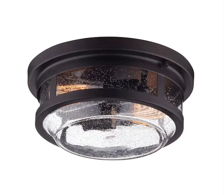 2-Light Wolfe Bronze Outdoor Flush Mount