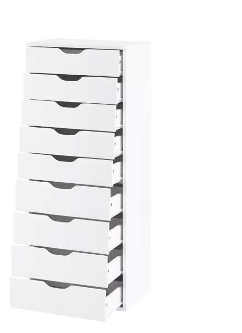 Homestock White 9 Drawer Dresser Tall Dressers for Bedroom Kids Dresser w/Storage Shelves Small Dresser for Closet Makeup Dresser