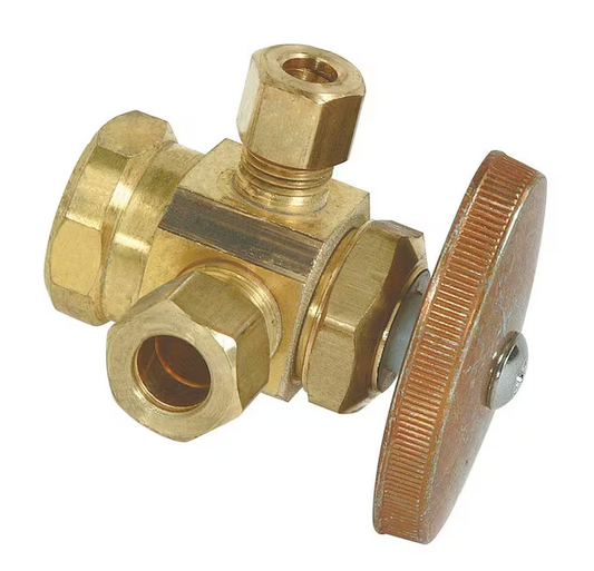 Brass Craft 1/2 in. FIP Inlet x 3/8 in. Compression x 1/4 in. Compression Dual Outlet Multi-Turn Valve