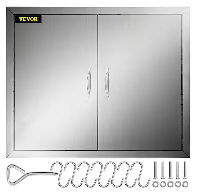 VEVOR BBQ Double Access Door 31 in. W x 24 in. H BBQ Door Stainless Steel Wall Construction Kitchen Door for BBQ Island,Grill