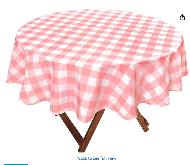 Round Tablecloth 45 Inch - Pink and White