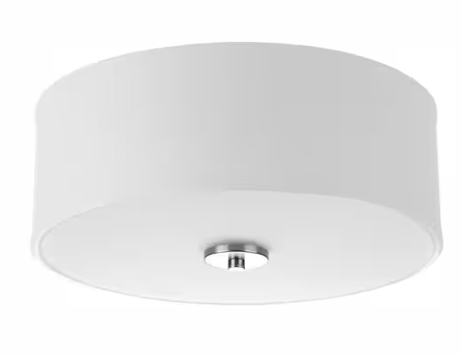 Progress Lighting Inspire Collection 13 in. Transitional Brushed Nickel LED Bedroom Drum Shade Ceiling Light with White Linen Shade