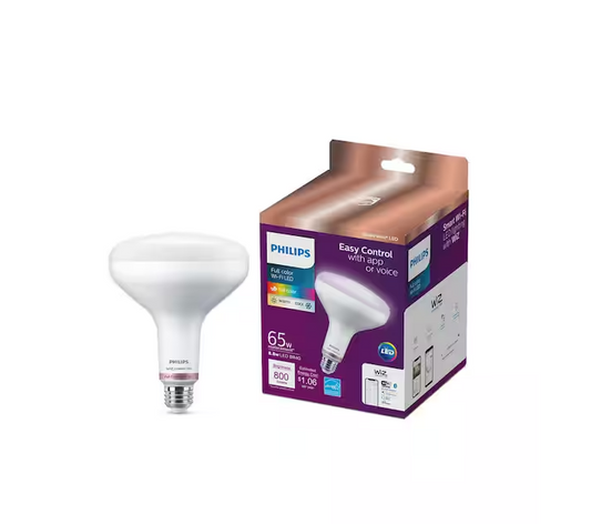 65-Watt Equivalent BR40 Smart Wi-Fi LED Color Changing Light Bulb Powered by WiZ with Bluetooth (1-Pack)