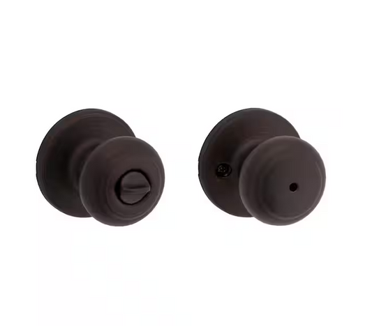 Cove Venetian Bronze Privacy Door Knob with Lock for Bedroom or Bathroom featuring Microban Technology